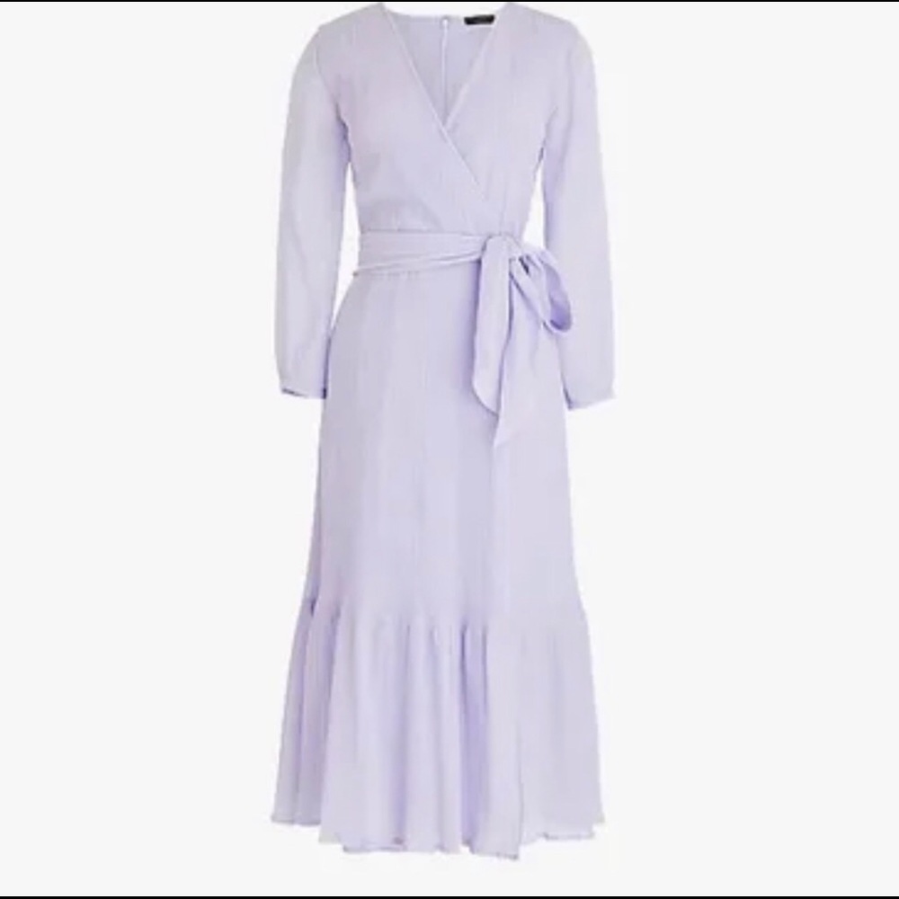 Elegant Lilac Wrap Midi Dress with Tie Waist